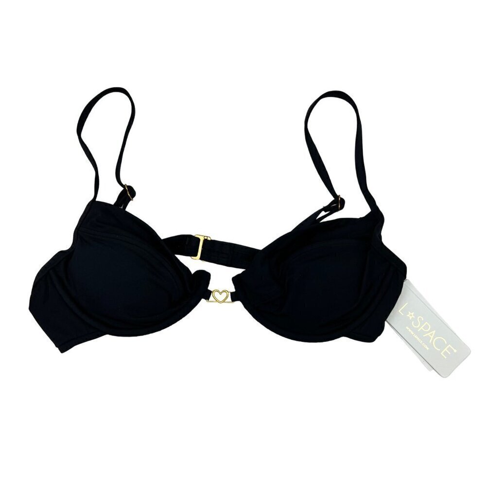 L*SPACE Women's Strardust Padded Bikini Top Black Size Large New